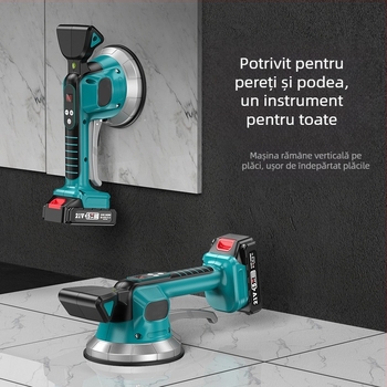 Mașină electrică de așezat plăci cu aspirație puternică, afișaj digital, cupă de aspirație mare, viteză reglabilă, baterie litiu reîncărcabilă