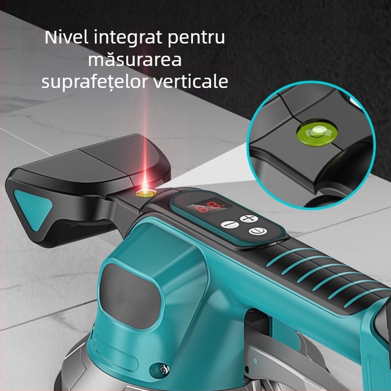 Mașină electrică de așezat plăci cu aspirație puternică, afișaj digital, cupă de aspirație mare, viteză reglabilă, baterie litiu reîncărcabilă