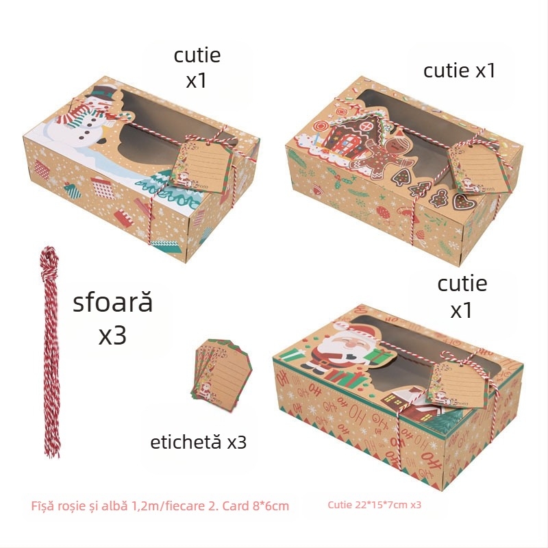 Cutie de biscuiți din hârtie kraft, stil european, pătrată, potrivită pentru nuntă