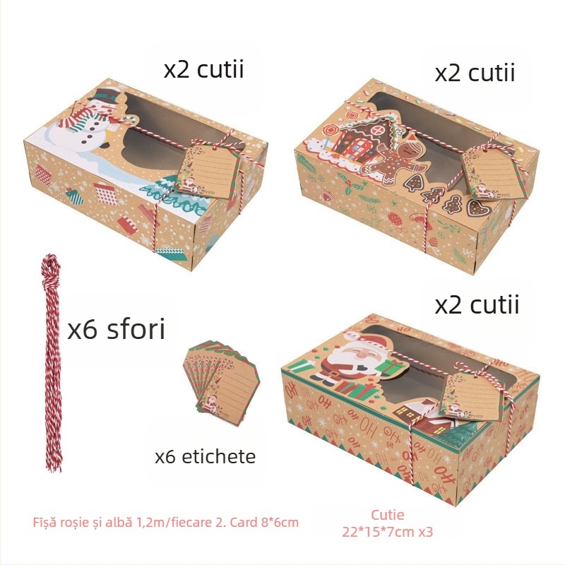 Cutie de biscuiți din hârtie kraft, stil european, pătrată, potrivită pentru nuntă