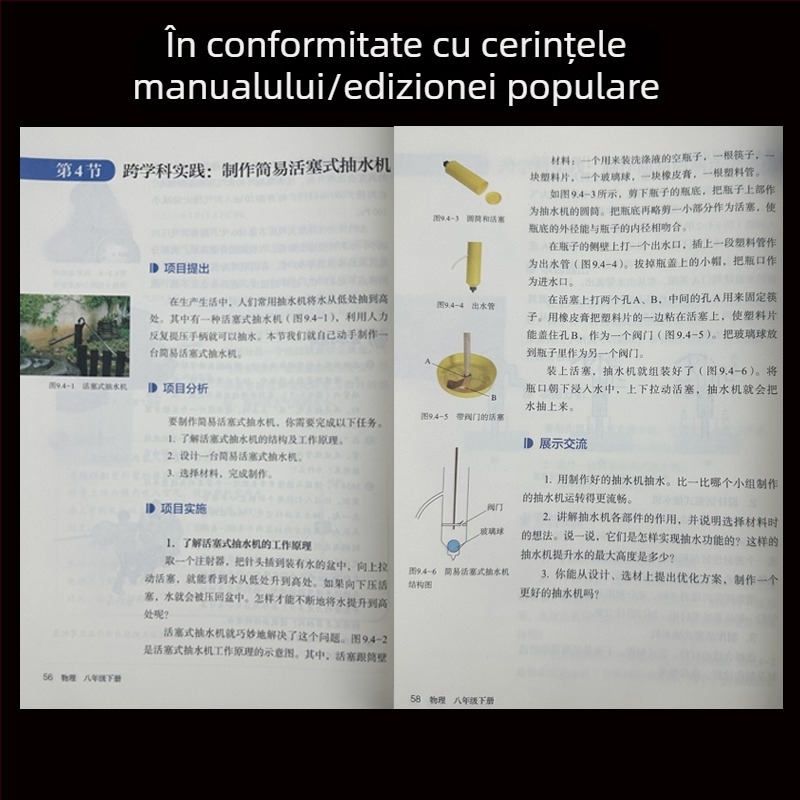 DIY model simplu de pompă cu piston – Craftsman, din plastic, pentru copii 7-14 ani, auxiliar didactic de fizică, kit științific practic