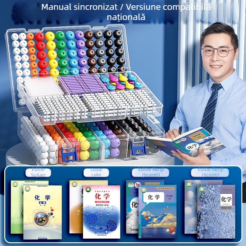 Model molecular cu bile și bețe pentru chimie organică, materiale didactice pentru gimnaziu și liceu, din plastic