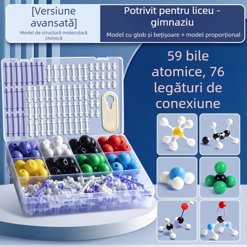 Model molecular cu bile și bețe pentru chimie organică, materiale didactice pentru gimnaziu și liceu, din plastic