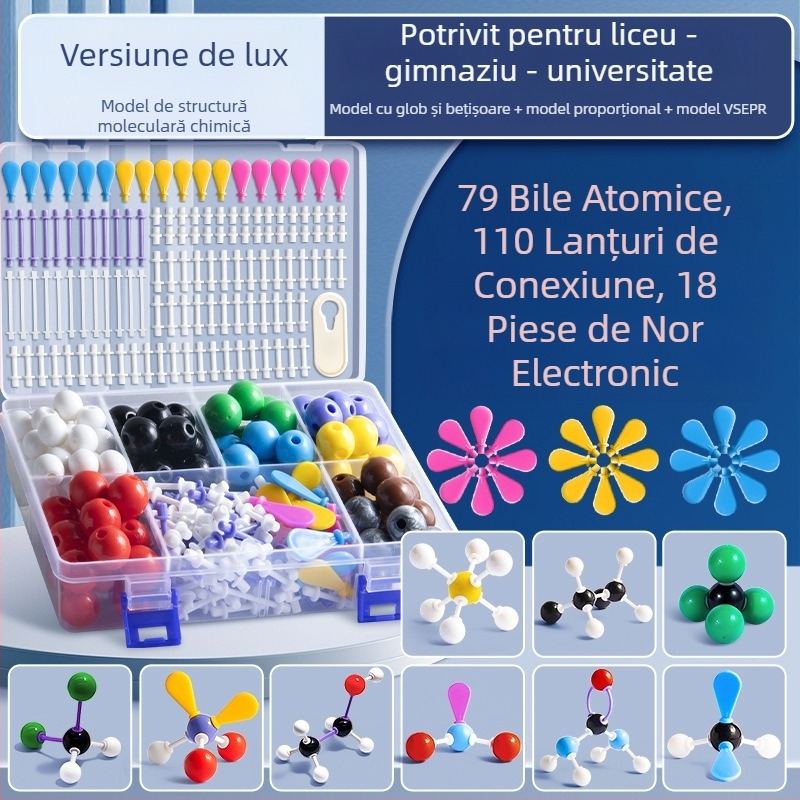 Model molecular cu bile și bețe pentru chimie organică, materiale didactice pentru gimnaziu și liceu, din plastic