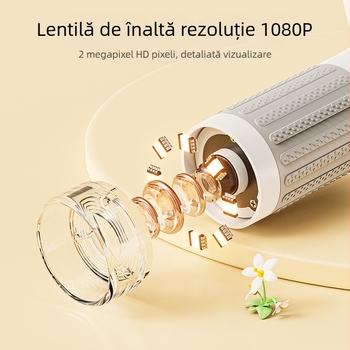 Mikroscop de mână pentru copii, set științific portabil electric pentru biologie/chimie, corp din silicon, destinat copiilor 7–14 ani