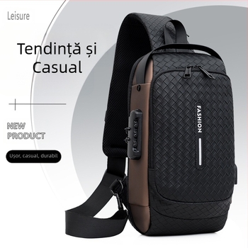 Geantă pentru piept bărbați - PU, respirabilă, model în carouri, primăvara 2024, pentru călătorii de afaceri (PU; respirabilă; model în carouri; primăvara 2024; călătorii de afaceri)