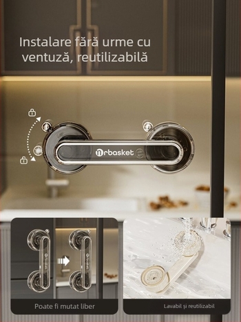 Mâner de ușă cu ventuză pentru uși din sticlă, fără găurire, stil modern minimalist — Mr basketball, model 2024062002