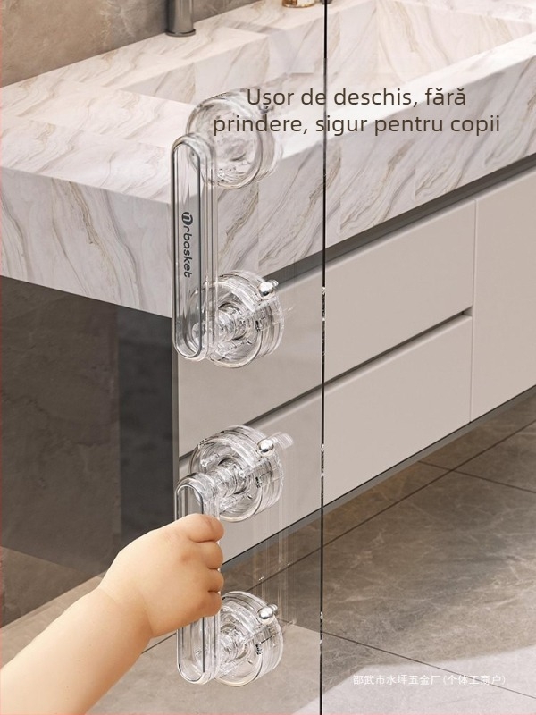 Mâner de ușă cu ventuză pentru uși din sticlă, fără găurire, stil modern minimalist — Mr basketball, model 2024062002