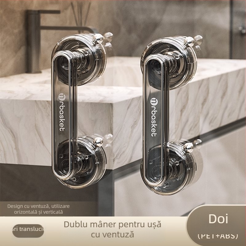 Mâner de ușă cu ventuză pentru uși din sticlă, fără găurire, stil modern minimalist — Mr basketball, model 2024062002