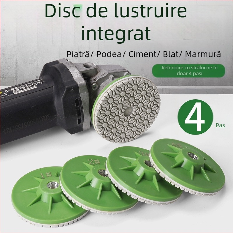 Disc de polizare cu patru trepte pentru polizor unghiular, design dintr-o bucată, pentru marmură, granit și ciment