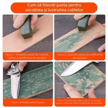 Pastă pentru ascuțit cu ceară lucioasă, bloc de ceară și ulei de ascuțire pentru cuțite de sculptură și cuțite pentru piele