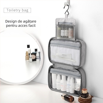 Geantă cosmetică din piele PU, cubică, portabilă, impermeabilă, cu închidere sigură, pentru montaj pe perete și depozitare versatilă a machiajului și a produselor de îngrijire (Model 13550C)