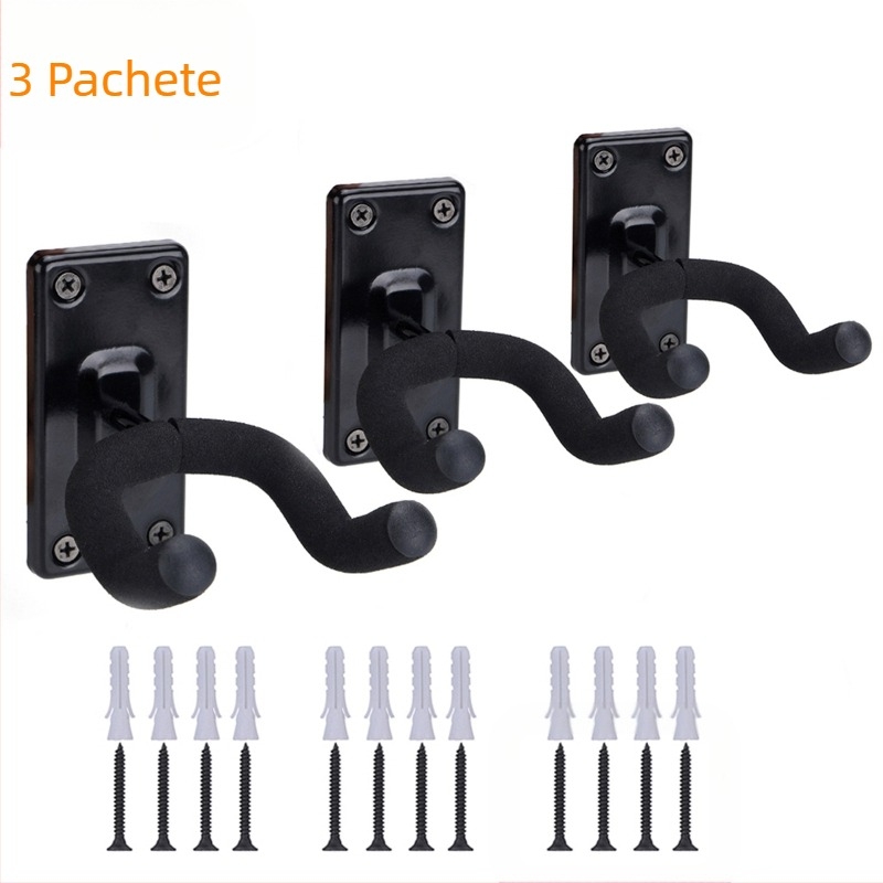 Cuier de perete pentru chitară cu bază pătrată, metal + tub spumă, model PD-10, potrivit pentru chitară, ukulele și bas