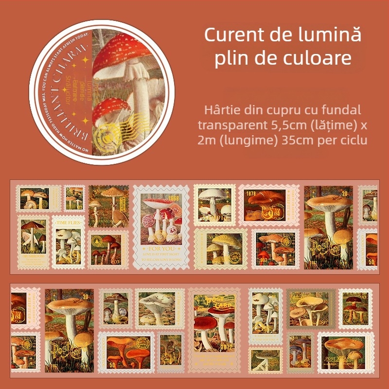 Bandă de ștampilă Morning Foam cu efect bronzat – hârtie acoperită, pentru decor, fără personalizare