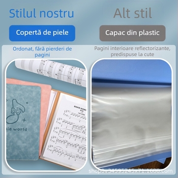 Folder din piele pentru partituri, model Ypj-001, 20 de pagini, cotor 30 mm, Grosime material 5 mm