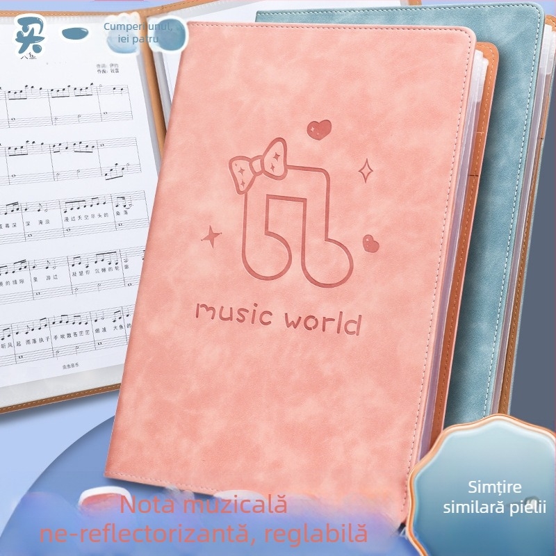Folder din piele pentru partituri, model Ypj-001, 20 de pagini, cotor 30 mm, Grosime material 5 mm