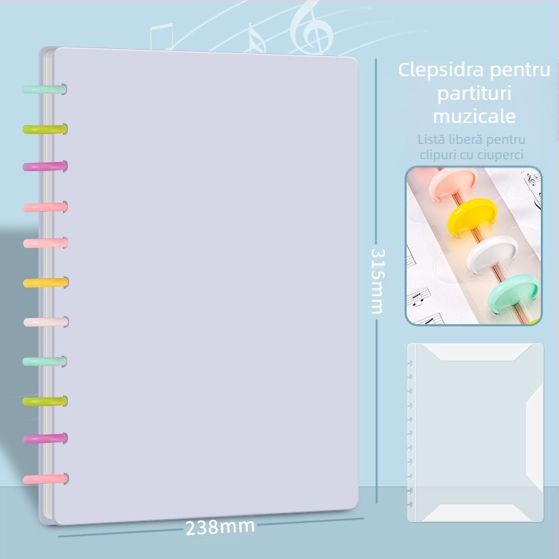 A4 Plic plastic pentru partituri, cu clips, rescris, anti-reflexie, 40 de pagini, posibilitatea imprimării logo-ului