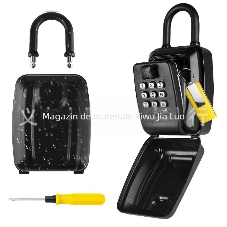 Cutie cu parolă cu buton din aluminiu | încuietoare mecanică | tijă de 1 mm | poate ține chei, carduri de bancă și carduri de identificare | design modern minimalist