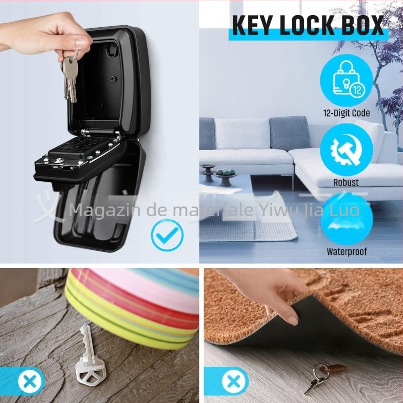 Cutie cu parolă cu buton din aluminiu | încuietoare mecanică | tijă de 1 mm | poate ține chei, carduri de bancă și carduri de identificare | design modern minimalist