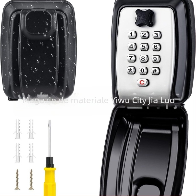 Cutie cu parolă cu buton din aluminiu | încuietoare mecanică | tijă de 1 mm | poate ține chei, carduri de bancă și carduri de identificare | design modern minimalist