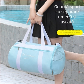 Geantă de sport impermeabilă, formă cub, compartiment pentru pantofi separat, separare uscat-ud, material Oxford, curea crossbody, multifuncțională
