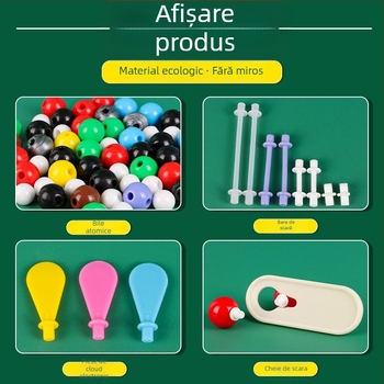 Model de structură moleculară, model ball‑and‑stick pentru molecule organice cristaline, din plastic, 540 g