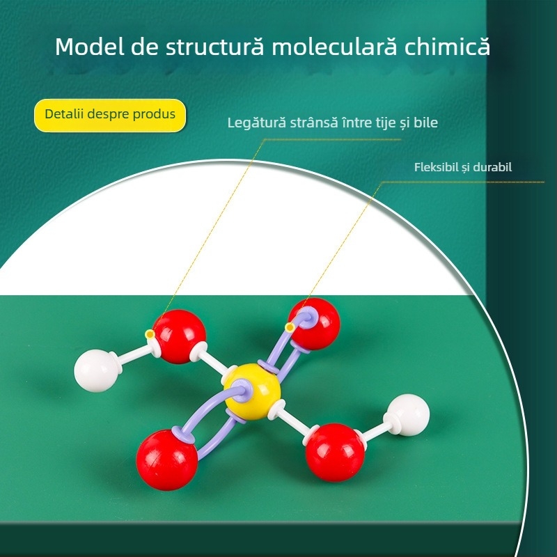 Model de structură moleculară, model ball‑and‑stick pentru molecule organice cristaline, din plastic, 540 g