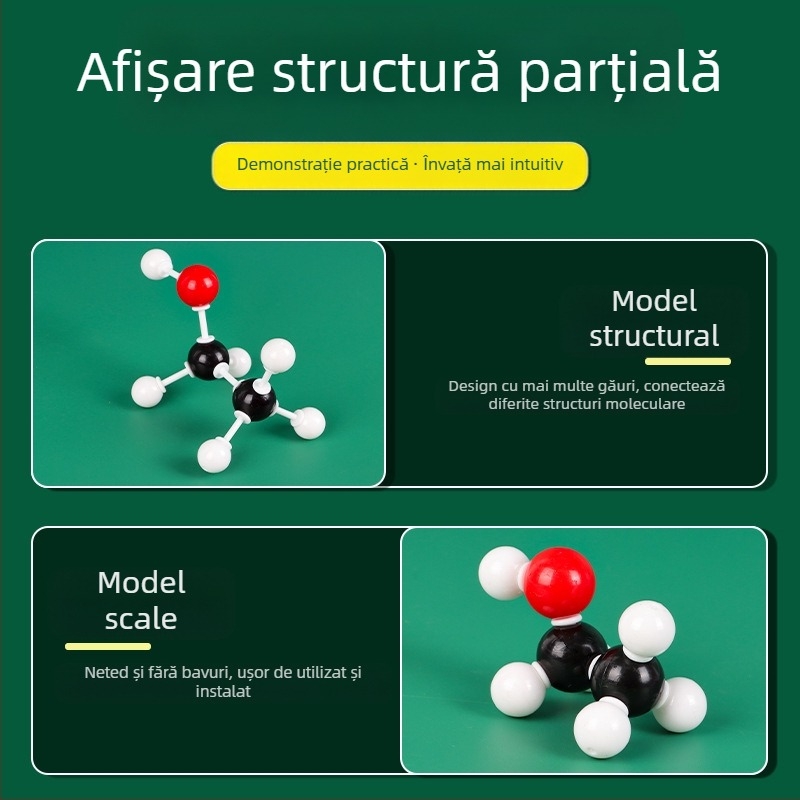 Model de structură moleculară, model ball‑and‑stick pentru molecule organice cristaline, din plastic, 540 g