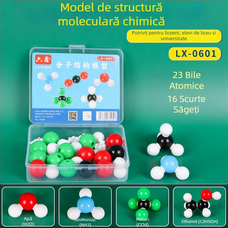 Model de structură moleculară, model ball‑and‑stick pentru molecule organice cristaline, din plastic, 540 g