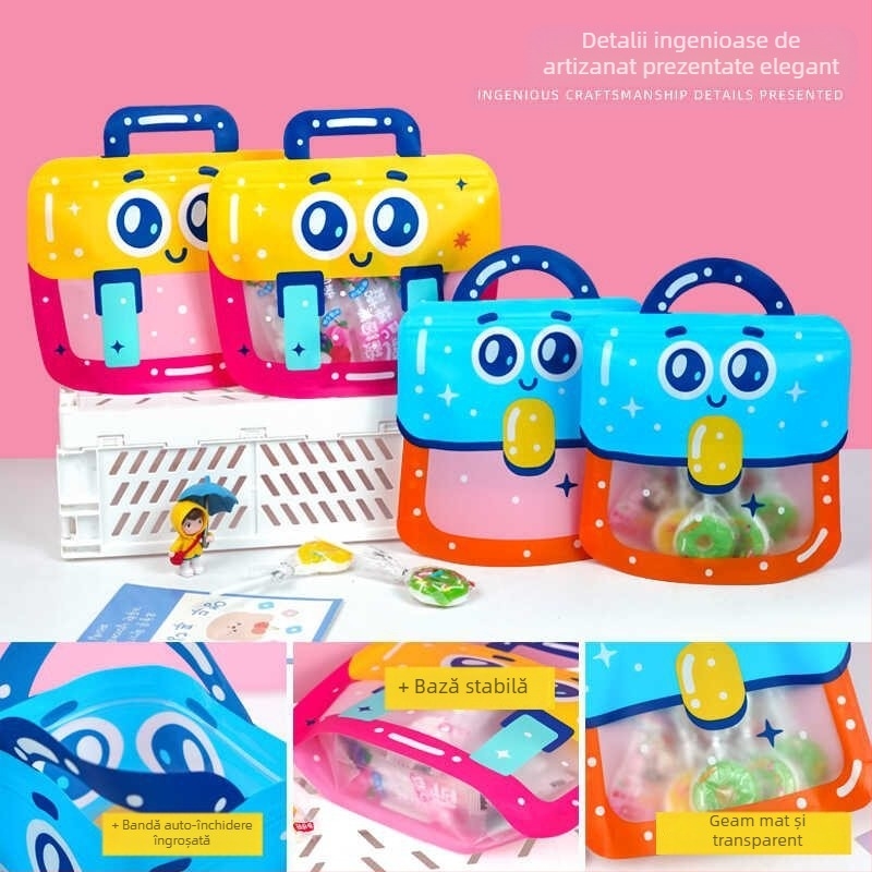 Geantă pentru gustări cu fermoar, design desenat, geantă cadou, ambalaj personalizabil