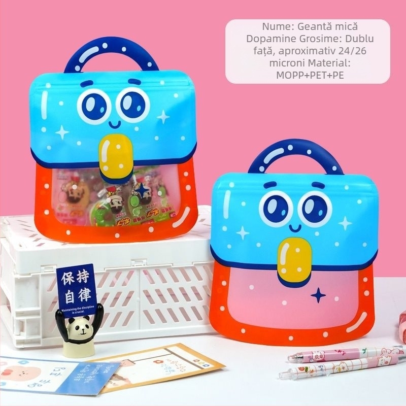 Geantă pentru gustări cu fermoar, design desenat, geantă cadou, ambalaj personalizabil