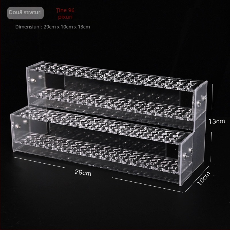 Raft acrilic de afișare pentru accesorii de păr cu suport multistrat – construcție din plastic; 1–4 straturi; găuri 48/96/144/192