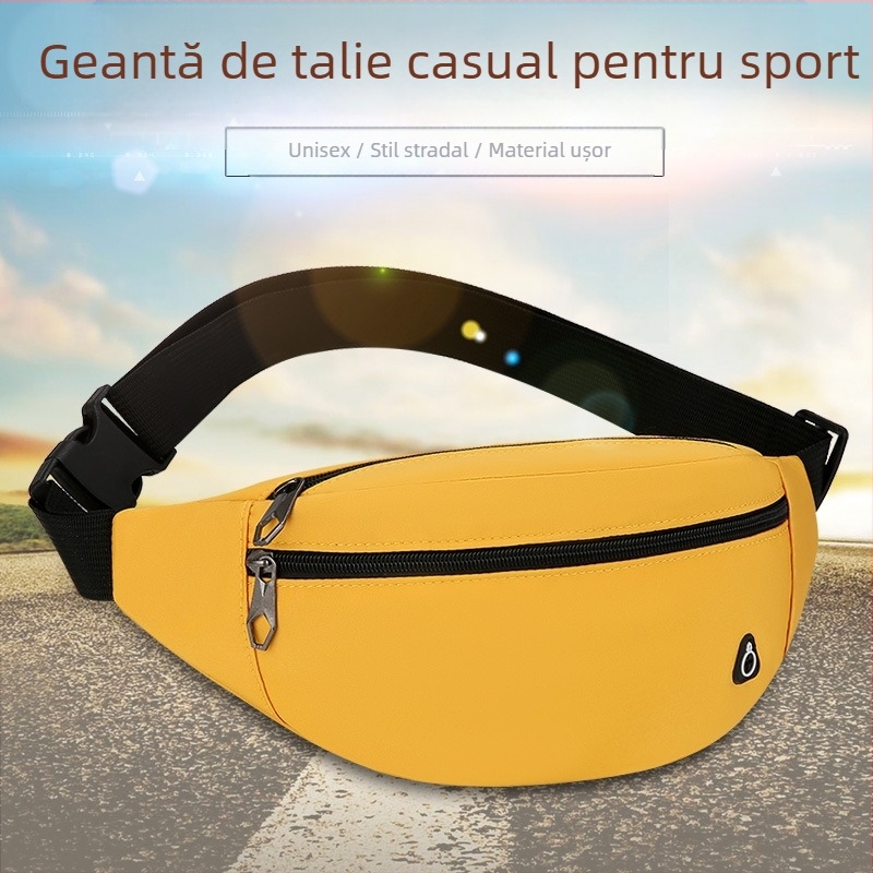 Geantă talie/ crossbody cu mai multe compartimente, material Oxford, fermoar, buzunar interior cu fermoar între straturi, căptușeală poliester, primăvara 2025