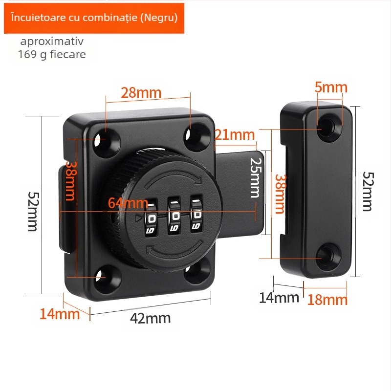 Încuietoare pentru ușă cu închidere tip fluture, model MMCX, aliaj de zinc, tratament de suprafață: Alte