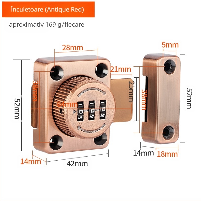 Încuietoare pentru ușă cu închidere tip fluture, model MMCX, aliaj de zinc, tratament de suprafață: Alte