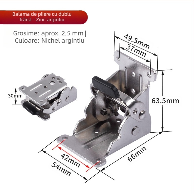 Balama pliantă 90° cu blocare pentru mobilier – din oțel laminat la rece, potrivită pentru mese, scaune, paturi și măsuțe