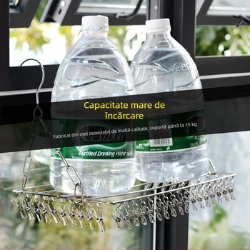 Uscător pentru haine din oțel inoxidabil, portabil, cu design circular și clemă, model DC022