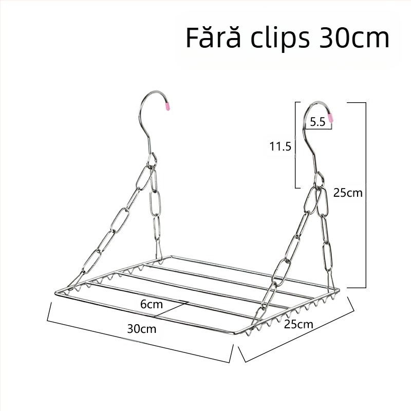 Uscător pentru haine din oțel inoxidabil, portabil, cu design circular și clemă, model DC022