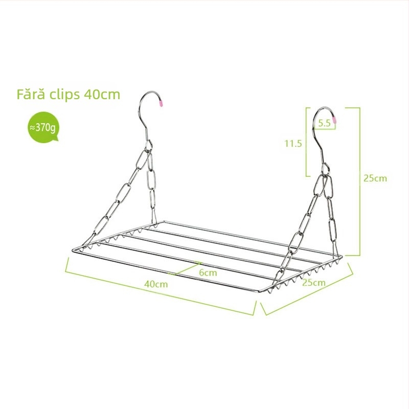 Uscător pentru haine din oțel inoxidabil, portabil, cu design circular și clemă, model DC022