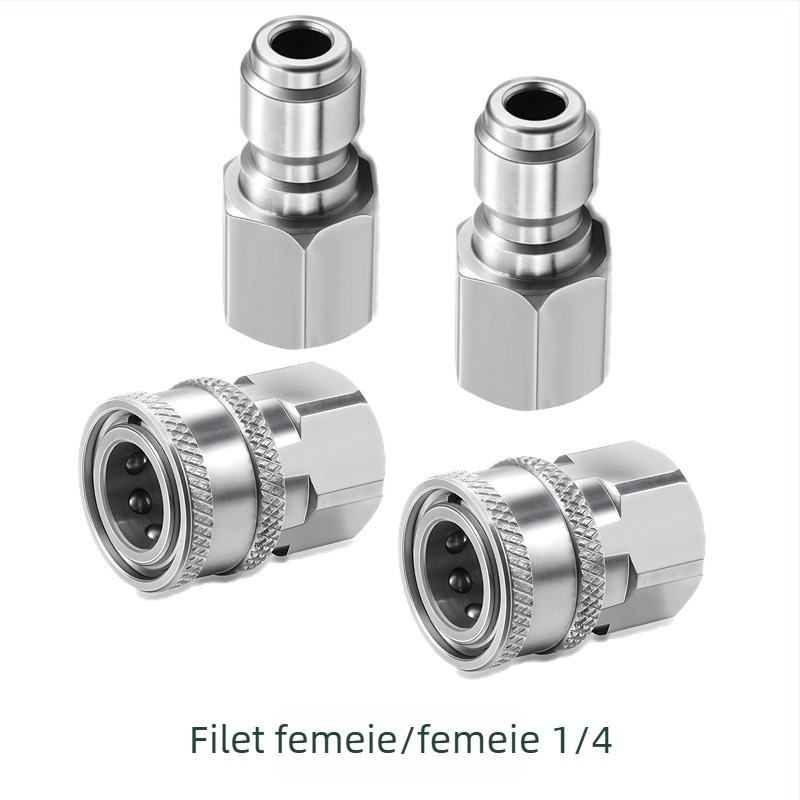 Fitinguri din oțel inoxidabil 304 pentru spălător de înaltă presiune, conectare rapidă snap-thread, compatibile NPT/M22 pentru spălarea auto