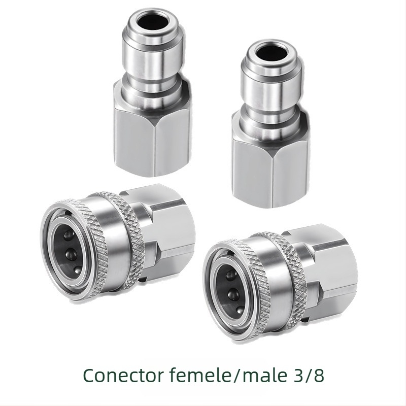 Fitinguri din oțel inoxidabil 304 pentru spălător de înaltă presiune, conectare rapidă snap-thread, compatibile NPT/M22 pentru spălarea auto