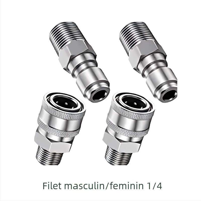 Fitinguri din oțel inoxidabil 304 pentru spălător de înaltă presiune, conectare rapidă snap-thread, compatibile NPT/M22 pentru spălarea auto