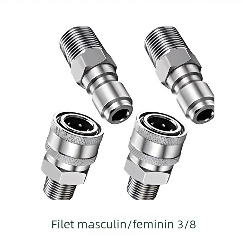 Fitinguri din oțel inoxidabil 304 pentru spălător de înaltă presiune, conectare rapidă snap-thread, compatibile NPT/M22 pentru spălarea auto