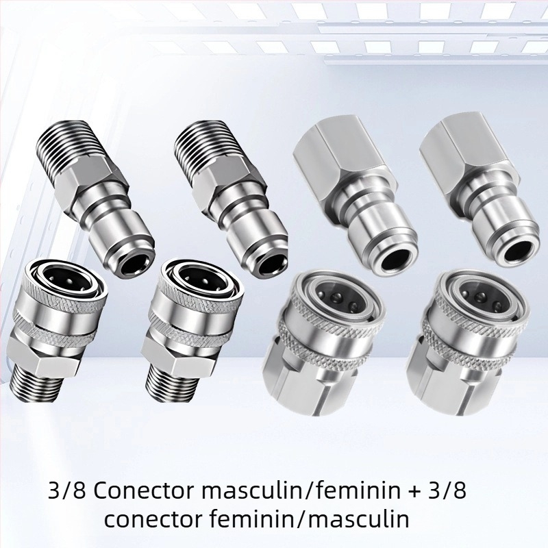 Fitinguri din oțel inoxidabil 304 pentru spălător de înaltă presiune, conectare rapidă snap-thread, compatibile NPT/M22 pentru spălarea auto