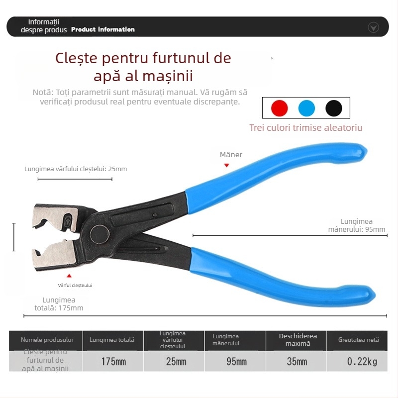 Clește pentru cleme de țevi și furtunuri, unelte pentru țevi de apă auto, unealtă pentru cleme de pachete — Pachet combinat, personalizabil, importat
