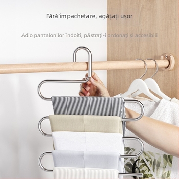 Raft pliabil pentru pantaloni, suport cu mai multe niveluri din oțel inoxidabil, cu clips pentru garderobă