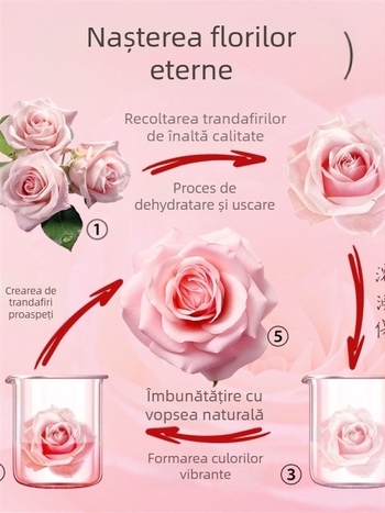Cutie pentru inele din Cortical, cu floare veșnică și ambalaj de bijuterii