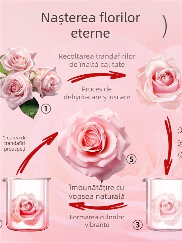 Cutie pentru inele din Cortical, cu floare veșnică și ambalaj de bijuterii