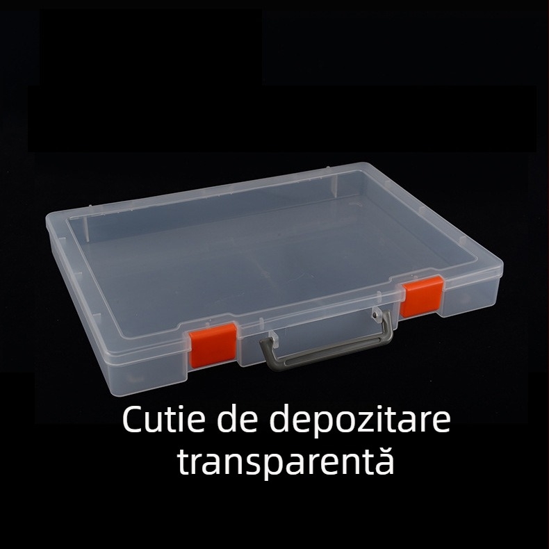 Cutie de depozitare piese cu separatoare, portabilă, transparentă cu 48 compartimente, material PP, capac inclus