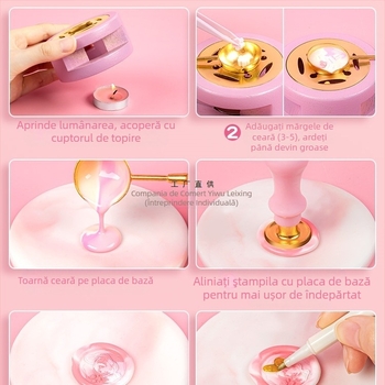 Set ștampile din ceară, model 985, kit DIY pentru sigilii, material: floare de mătase